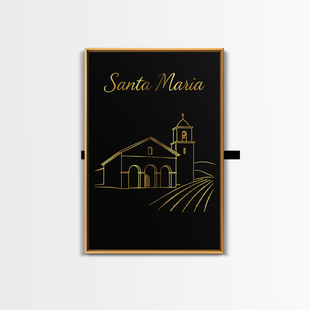Santa Maria Travel Poster, Canvas Print, Dark Minimalist Wall Art, Santa Maria Travel Art, Travel Wall Art, City Illustration, Design 2
