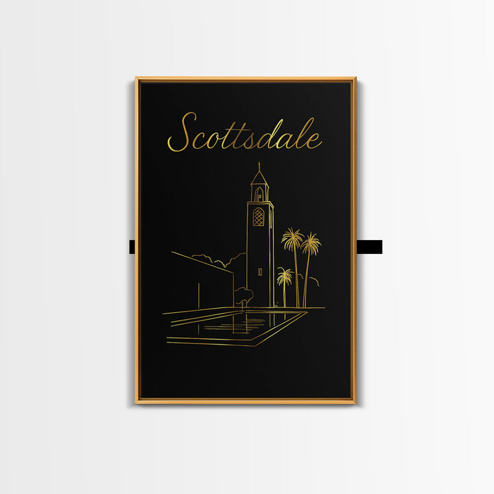 Scottsdale Travel Poster, Framed Canvas Print, Dark Minimalist Wall Art, Scottsdale Poster Print, Fine Art Print, Home Office Decor