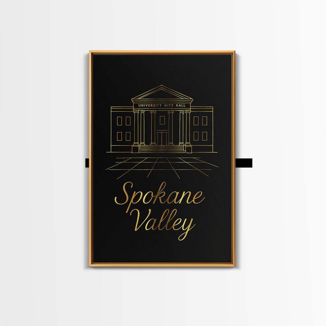 Spokane Valley Washington Travel Poster, Canvas Print, Dark Minimalist Wall Art, Spokane Valley Art Print, Travel Poster Art, Office Decor