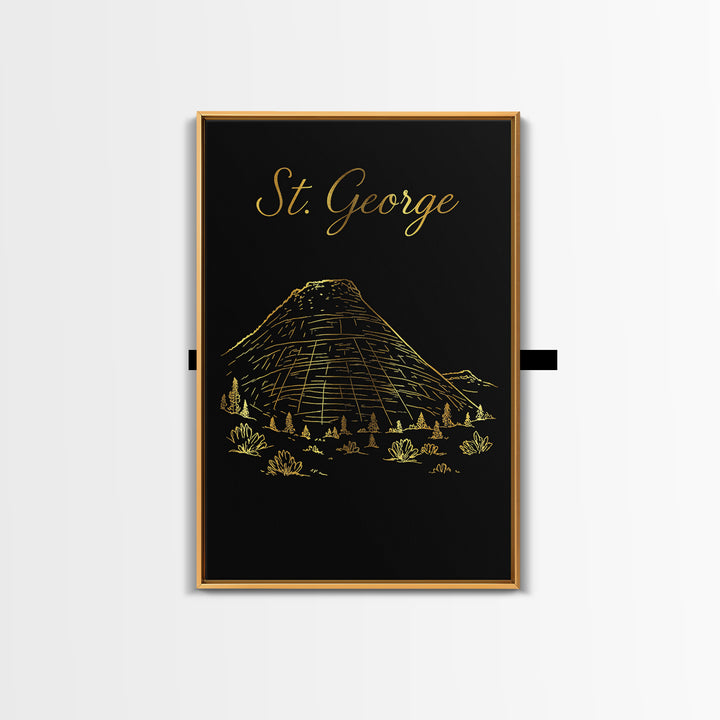 St George Travel Poster, Canvas Print, Black Gold Minimalist Art, St George Wall Art, City Travel Prints, Travel Art Print, Fine Art Print