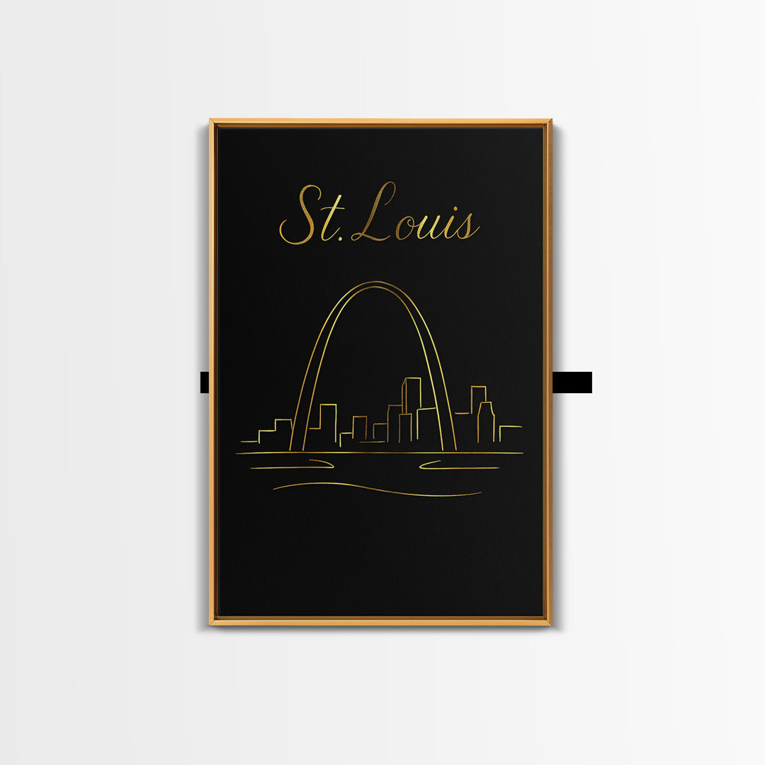 St Louis Travel Poster, Canvas Print, Dark Minimalist Wall Art, St Louis Art Print, Home Office Decor, City Illustration, Wanderlust Decor