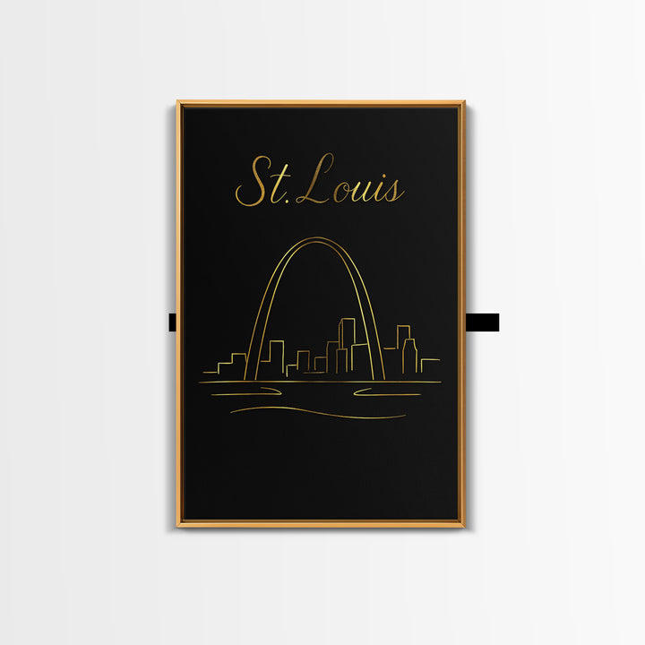 St Louis Travel Poster, Canvas Print, Dark Minimalist Wall Art, St Louis Art Print, Home Office Decor, City Illustration, Wanderlust Decor