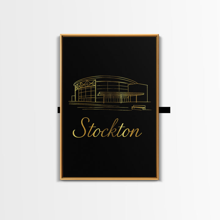 Stockton Travel Poster, Canvas Print, Black Gold Minimalist Art, Stockton Poster Print, Wanderlust Decor, Modern Wall Decor, Wall Art