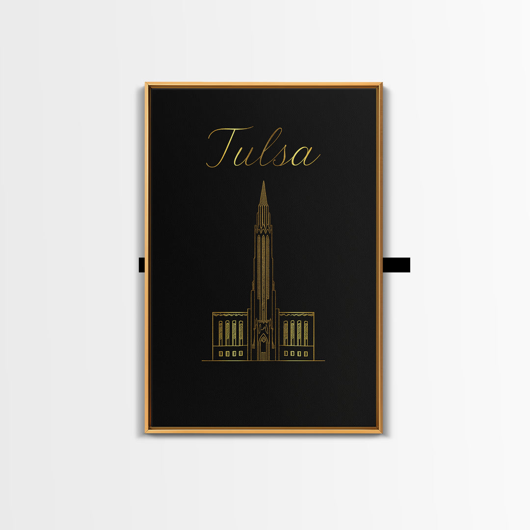 Tulsa Travel Poster, Framed Canvas Print, Dark Minimalist Wall Art, Tulsa City Art, Travel Art Print, Travel Poster Art, Wanderlust Decor