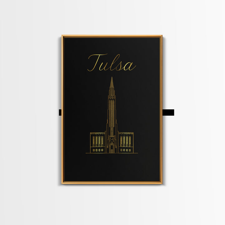 Tulsa Travel Poster, Framed Canvas Print, Dark Minimalist Wall Art, Tulsa City Art, Travel Art Print, Travel Poster Art, Wanderlust Decor