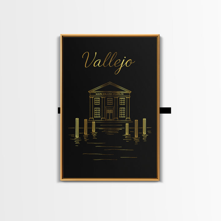 Vallejo Travel Poster, Canvas Print, Minimalist Gold Line Art, Vallejo Art Print, City Illustration, Travel Poster Art, Modern Wall Decor