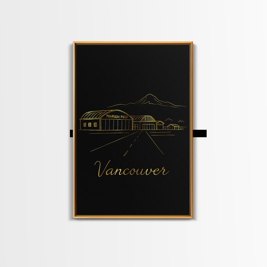 Vancouver Travel Poster, Canvas Print, Gold Outline Poster Art, Vancouver Poster Print, City Illustration, Travel Art Print, Retro Poster