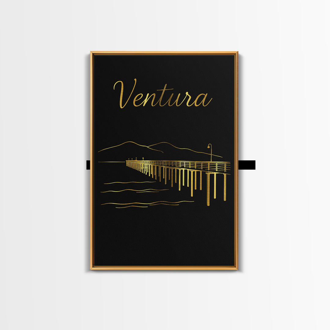 Ventura Travel Poster, Framed Canvas Print, Dark Minimalist Wall Art, Ventura Poster Print, Living Room Wall Art, Travel Poster Art