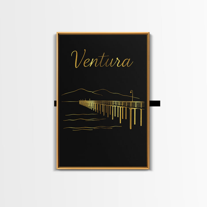 Ventura Travel Poster, Framed Canvas Print, Dark Minimalist Wall Art, Ventura Poster Print, Living Room Wall Art, Travel Poster Art