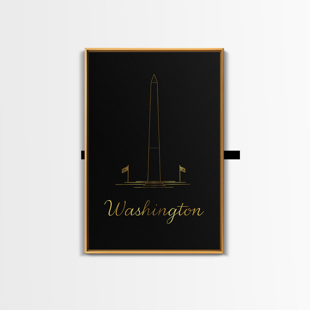 Washington DC Travel Poster, Framed Canvas Print, Dark Minimalist Wall Art, Washington DC Poster Print, City Travel Prints, Wall Art