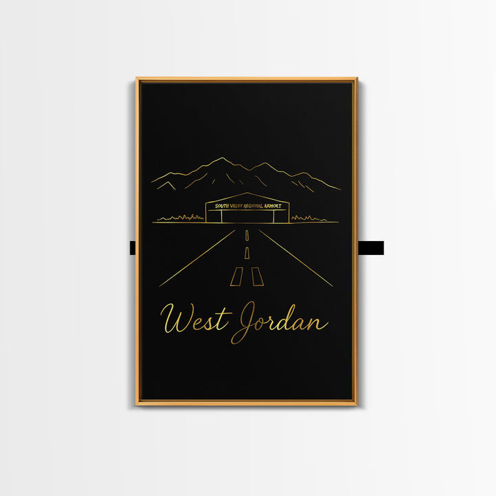 West Jordan Travel Poster, Canvas Print, Dark Minimalist Wall Art, West Jordan Art Print, City Art Print, Living Room Wall Art