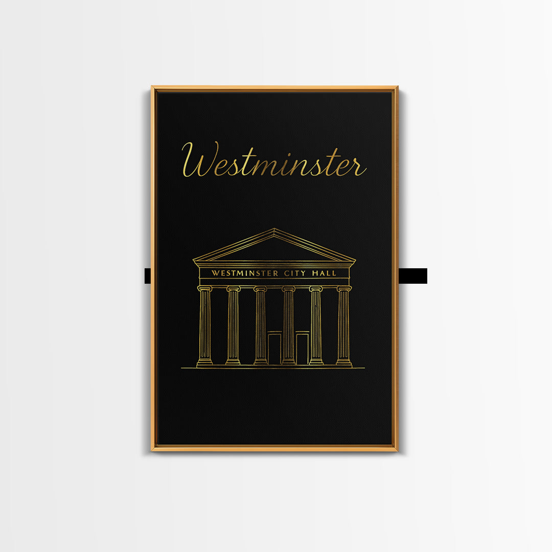 Westminster Travel Poster, Canvas Print, Minimalist Gold Line Art, Westminster Poster Print, Fine Art Print, Wanderlust Decor, Design 3