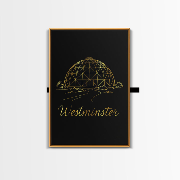 Westminster Travel Poster, Framed Canvas Print, Minimalist Gold Line Art, Westminster City Art, Travel Poster Art, Travel Poster Set