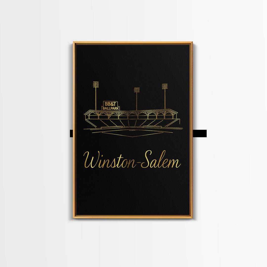 Winston Salem North Carolina Travel Poster, Canvas Print, Gold Outline Poster Art, Winston Salem Art Print, Wall Decor, Wanderlust Decor