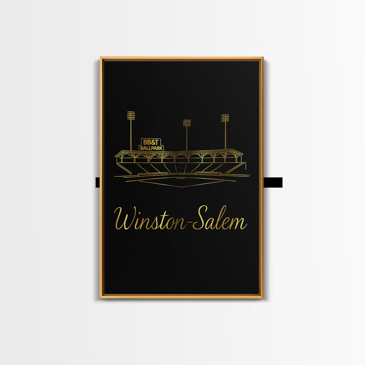 Winston Salem North Carolina Travel Poster, Canvas Print, Gold Outline Poster Art, Winston Salem Art Print, Wall Decor, Wanderlust Decor