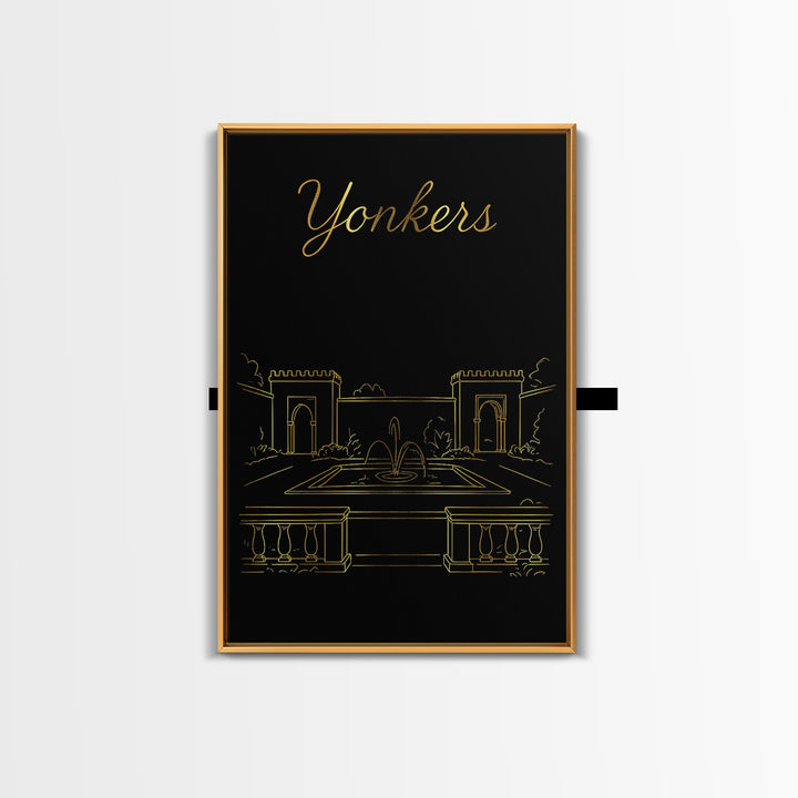 Yonkers New York Travel Poster, Canvas Print, Dark Minimalist Wall Art, Yonkers Wall Art, Fine Art Print, Retro Travel Print, Poster Art