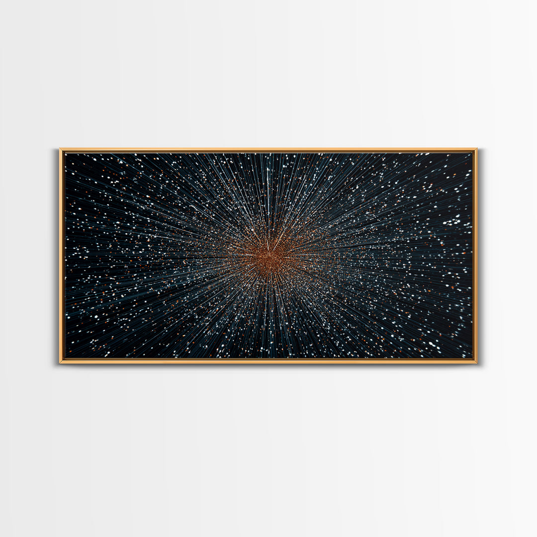 Orange Blue Starfield Abstract Canvas Print, Midcentury Modern Wall Decor, Cosmic Retro Art, Large Sci Fi Poster For Home