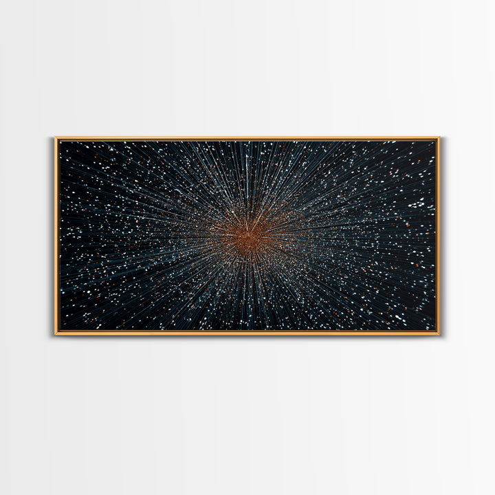 Orange Blue Starfield Abstract Canvas Print, Midcentury Modern Wall Decor, Cosmic Retro Art, Large Sci Fi Poster For Home