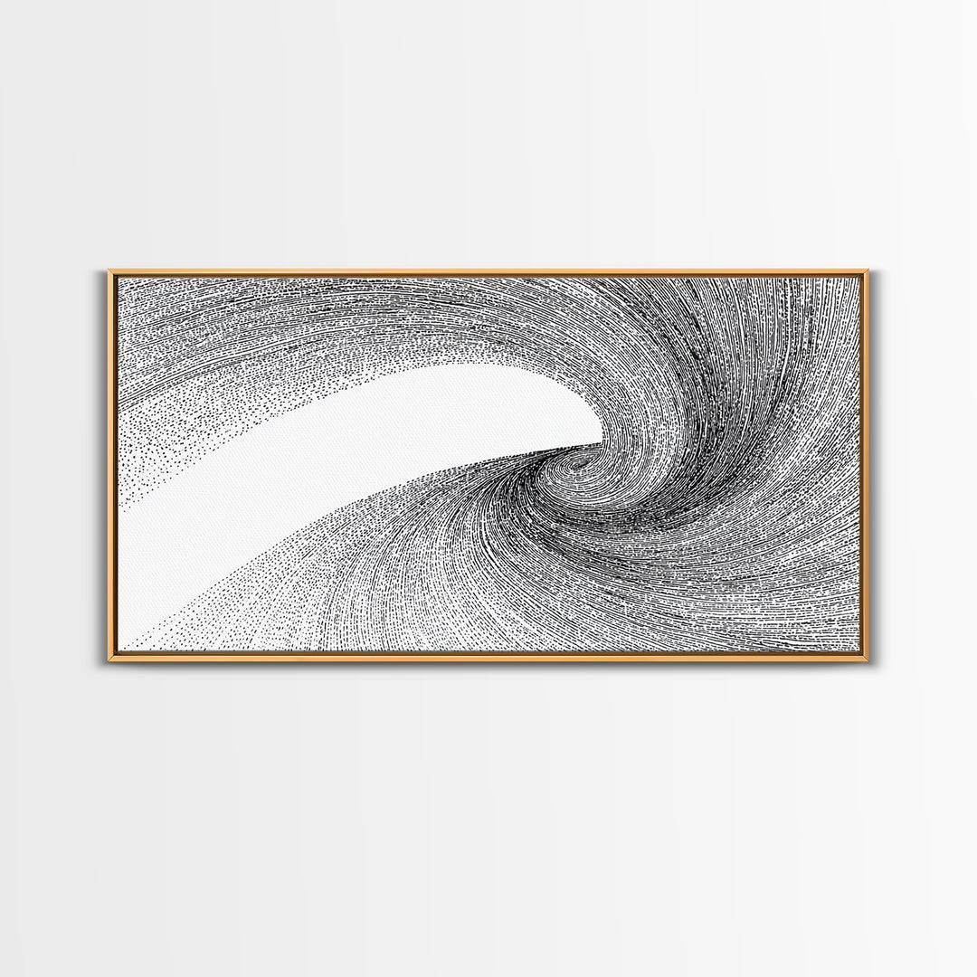 Black White Vortex Line Wall Art, Modern Abstract Art Print, Op Art Decor, Minimalist Geometric Poster For Office And Home