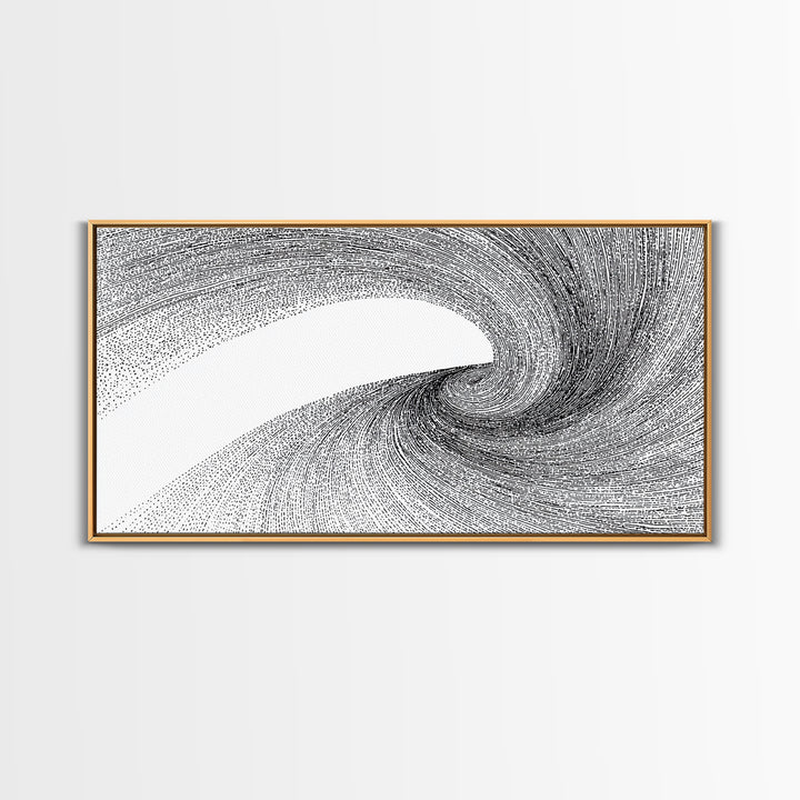 Black White Vortex Line Wall Art, Modern Abstract Art Print, Op Art Decor, Minimalist Geometric Poster For Office And Home