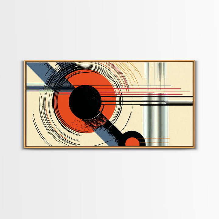 Red Black Circle Abstract Wall Art, Mid Century Modern Geometric Print, Bauhaus Poster, Retro Modern Decor For Living Room