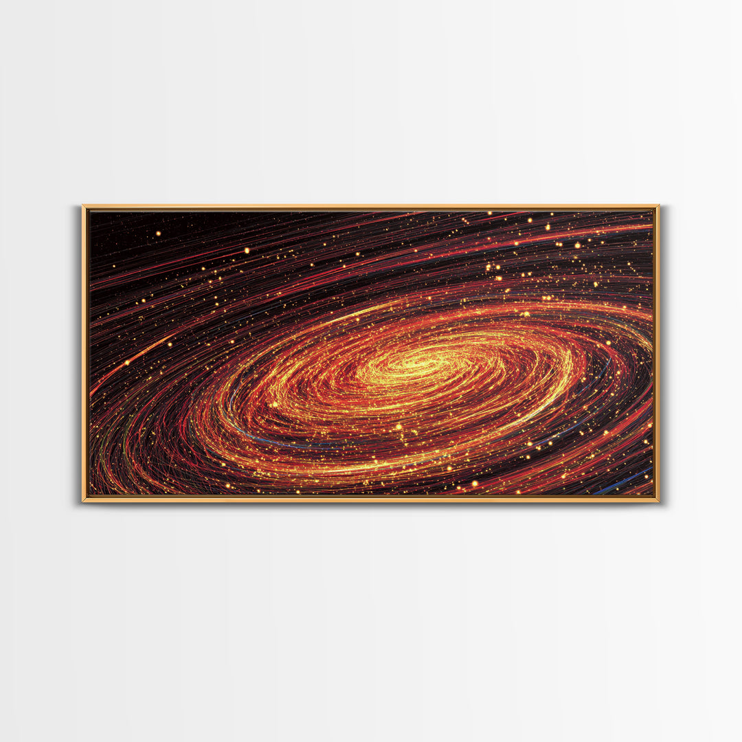 Fiery Spiral Galaxy Canvas Print, Cosmic Space Abstract Wall Decor, Modern Sci Fi Poster, Large Statement Artwork For Living Room