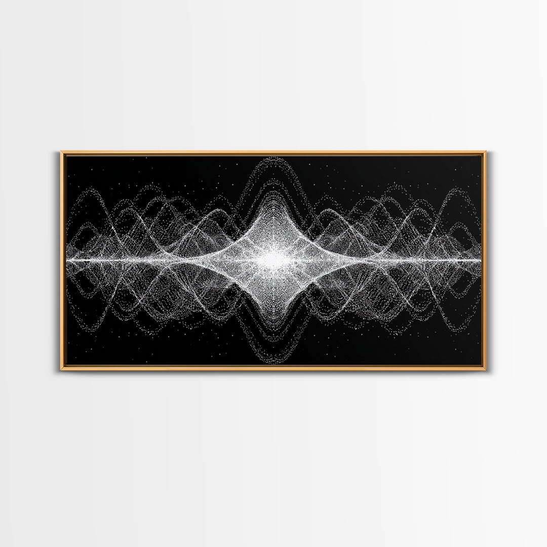 Black White Sound Wave Abstract Wall Art, Modern Geometric Art Print, Midcentury Decor, Minimalist Office Wall Decor Print