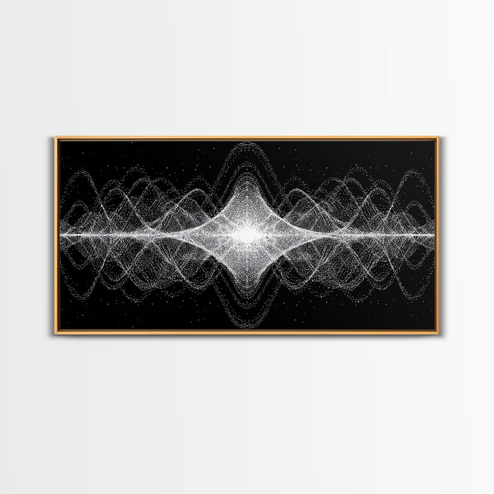 Black White Sound Wave Abstract Wall Art, Modern Geometric Art Print, Midcentury Decor, Minimalist Office Wall Decor Print