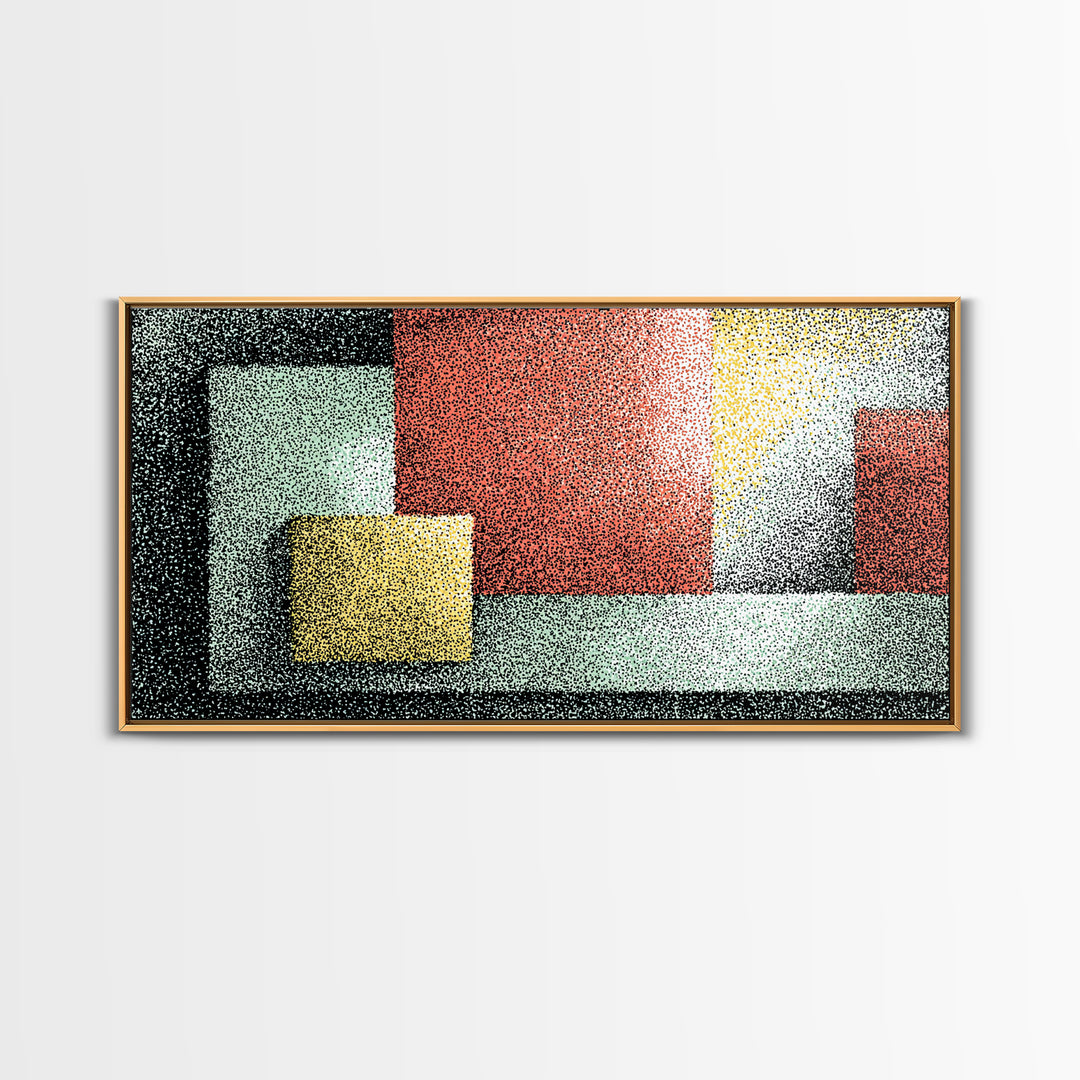 Textured Color Block Abstract Canvas Print, Mid Century Modern Wall Art, Geometric Shapes Poster, Retro Office Decor Print