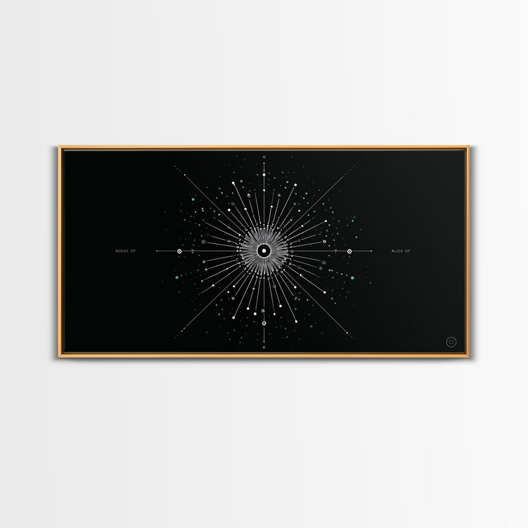 Cosmic Star Map Canvas Print, Midcentury Modern Art, Black Wall Decor, Space Abstract Art, Celestial Office Decor For Living Room