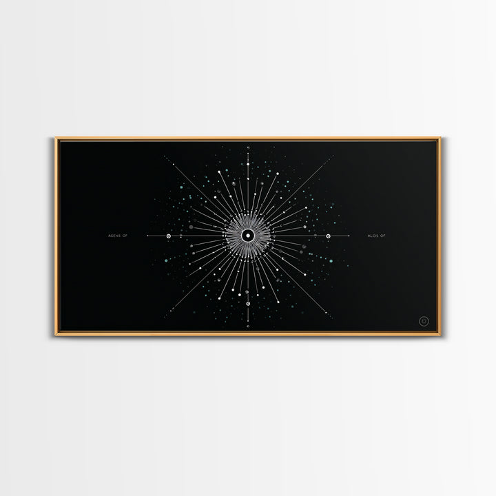 Cosmic Star Map Canvas Print, Midcentury Modern Art, Black Wall Decor, Space Abstract Art, Celestial Office Decor For Living Room