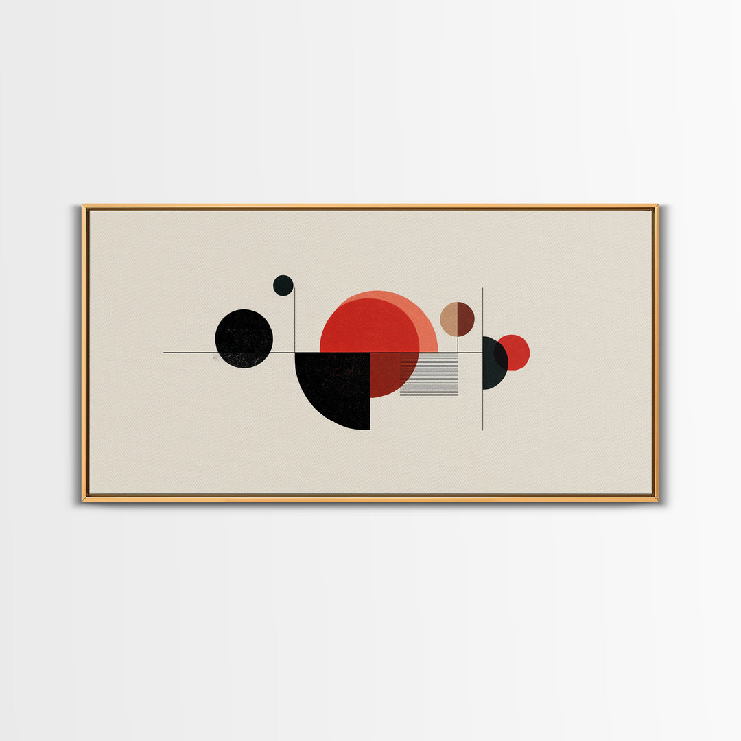 Red Black Circle Wall Art, Midcentury Modern Art, Geometric Abstract Print, Bauhaus Poster, Retro MCM Wall Decor For Home
