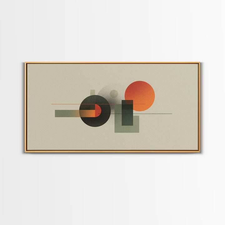 Olive Orange Geometric Circle And Rectangle Wall Art, Midcentury Modern Abstract Print, MCM Decor, Office Living Room Artwork