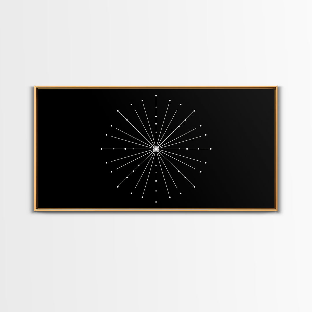Radial Constellation Lines And Dots Canvas Print, Atomic Midcentury Wall Art, Modern Geometric Decor, Office Poster Print