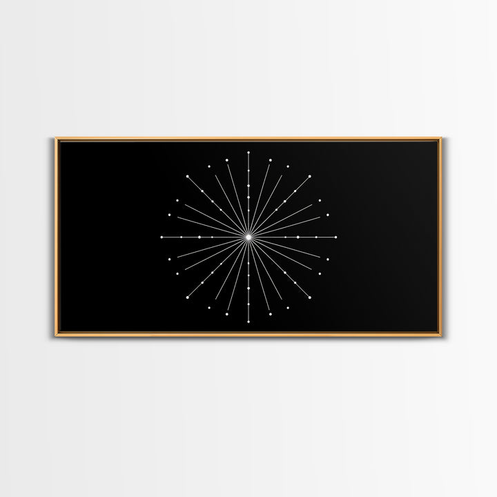 Radial Constellation Lines And Dots Canvas Print, Atomic Midcentury Wall Art, Modern Geometric Decor, Office Poster Print