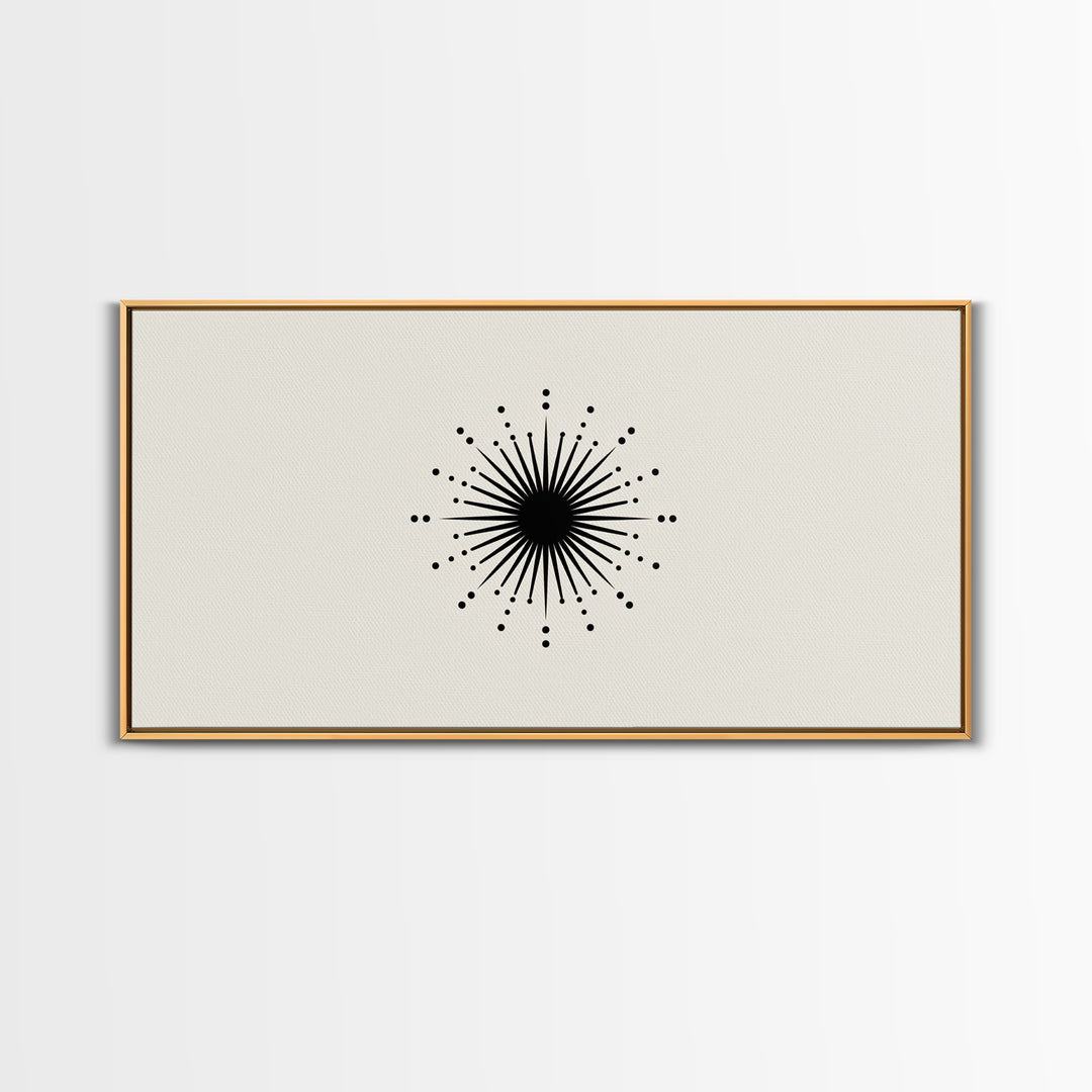 Black Atomic Starburst Wall Art, Midcentury Modern Abstract Print, Minimal Geometric Poster, Retro MCM Decor Gift For Home