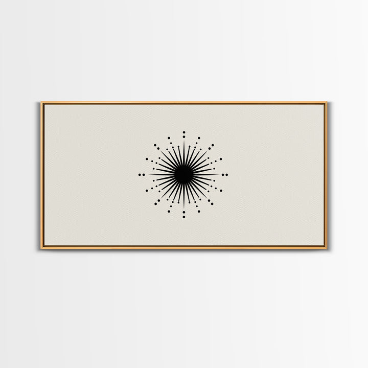 Black Atomic Starburst Wall Art, Midcentury Modern Abstract Print, Minimal Geometric Poster, Retro MCM Decor Gift For Home
