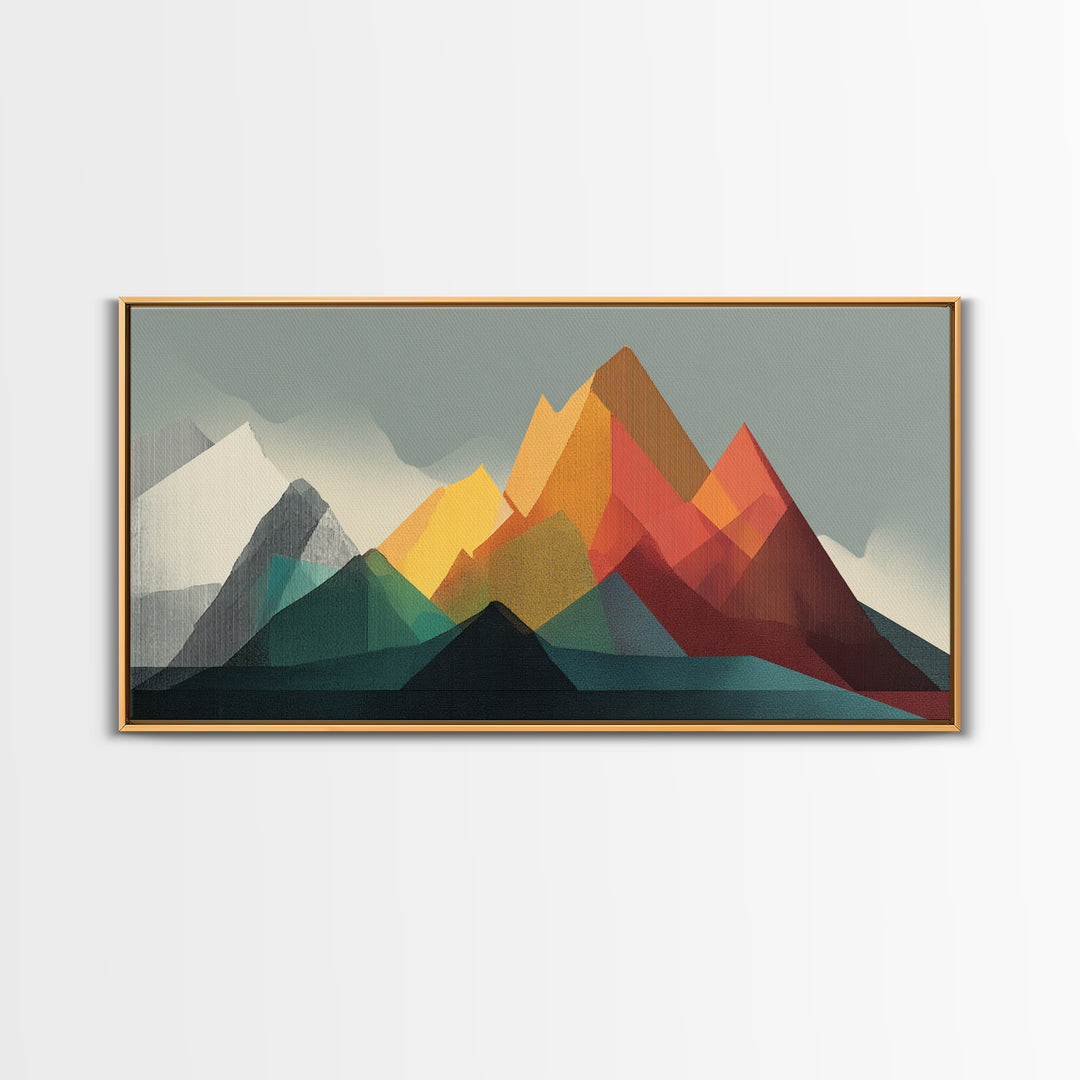 Colorful Geometric Mountain Range Wall Art, Midcentury Modern Art Print, Retro Landscape Poster, MCM Living Room Home Decor