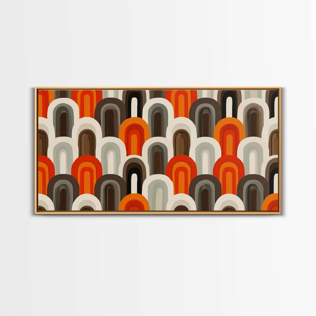 Retro Orange Brown Arch Pattern Wall Art, Midcentury Modern Art Print, 70s Decor, Geometric Wall Decor, MCM Home Decor, Retro Print