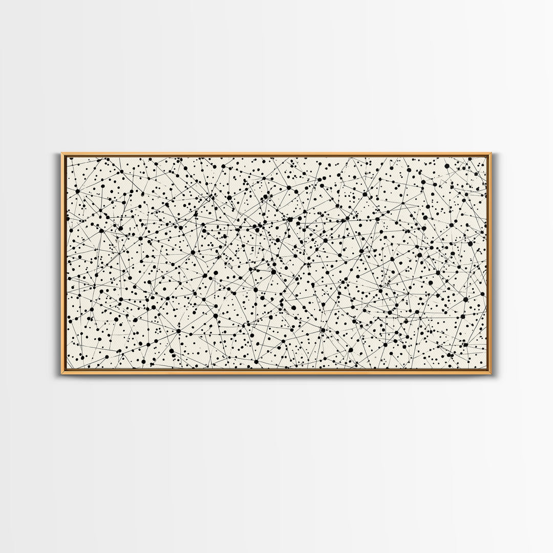 Black And White Constellation Line Network Wall Art, Minimalist Midcentury Modern Art Print, Monochrome Geometric Office Decor