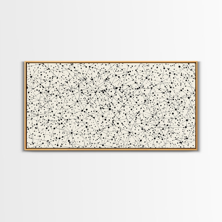 Black And White Constellation Line Network Wall Art, Minimalist Midcentury Modern Art Print, Monochrome Geometric Office Decor