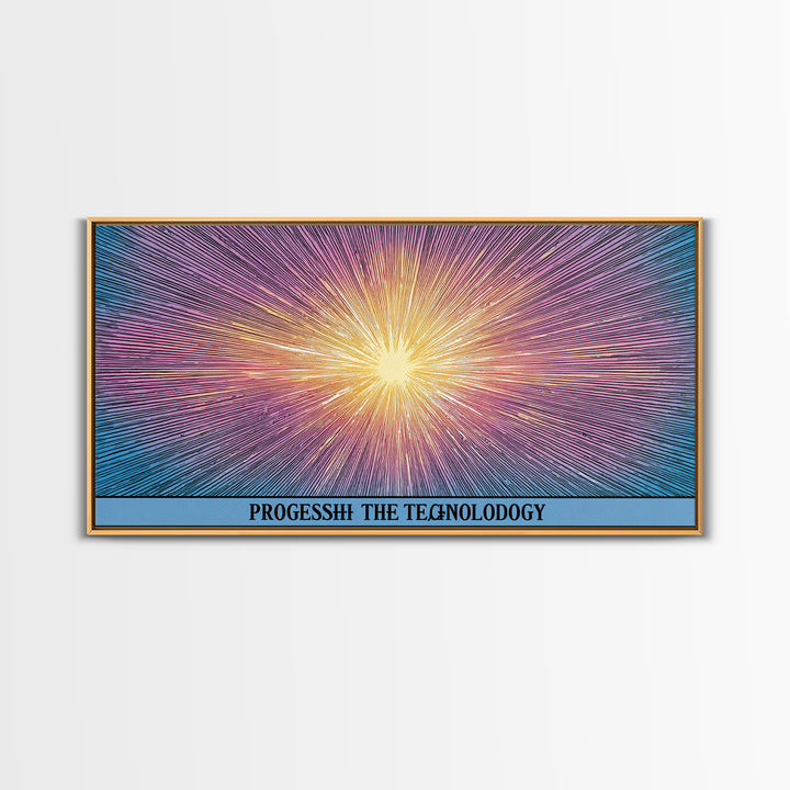 Radiant Progress Technology Starburst Canvas Print, Op Art Poster, Midcentury Modern Wall Art, Retro Sci Fi Office Decor