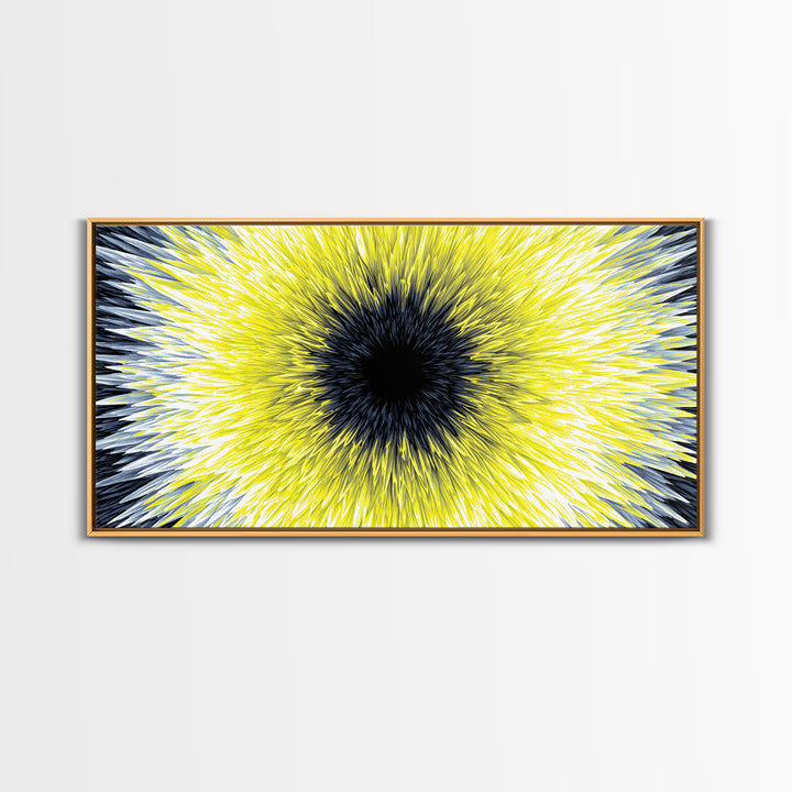 Yellow Black Radial Sunburst Canvas Print, Op Art Wall Decor, Modern Abstract Art, Bold Graphic Home Office Statement Piece