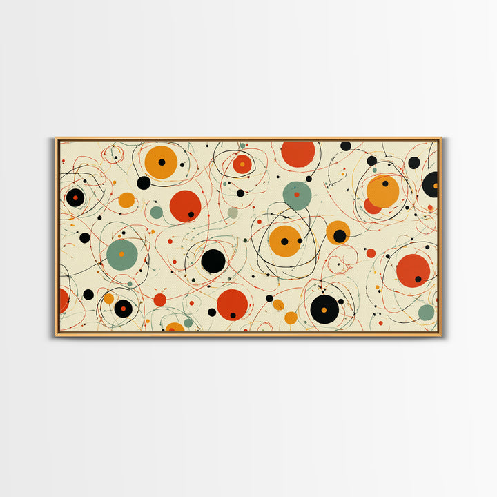 Orange Sage Atomic Circles Wall Art, Midcentury Modern Abstract Canvas Print, Retro Geometric Poster, Bold MCM Decor For Living Room