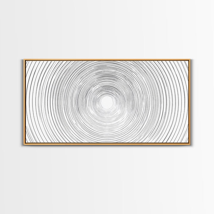 White Black Concentric Vortex Op Art Canvas Print, Minimalist Geometric Wall Art, Modern Abstract Poster, Home Office Decor