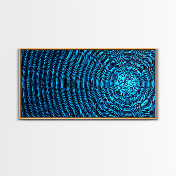 Blue Concentric Vortex Wall Art, Optical Abstract Poster, Modern Geometric Print, Retro Sci Fi Decor, Statement MCM Artwork