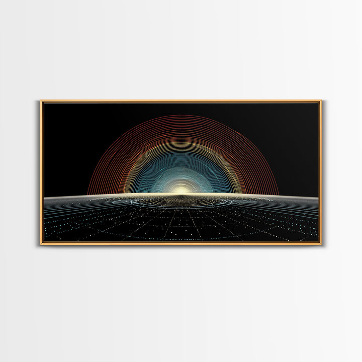 Retro Sunrise Grid Canvas Print, Midcentury Modern Abstract Poster, Atomic Space Decor, Bold MCM Wall Art For Living Room