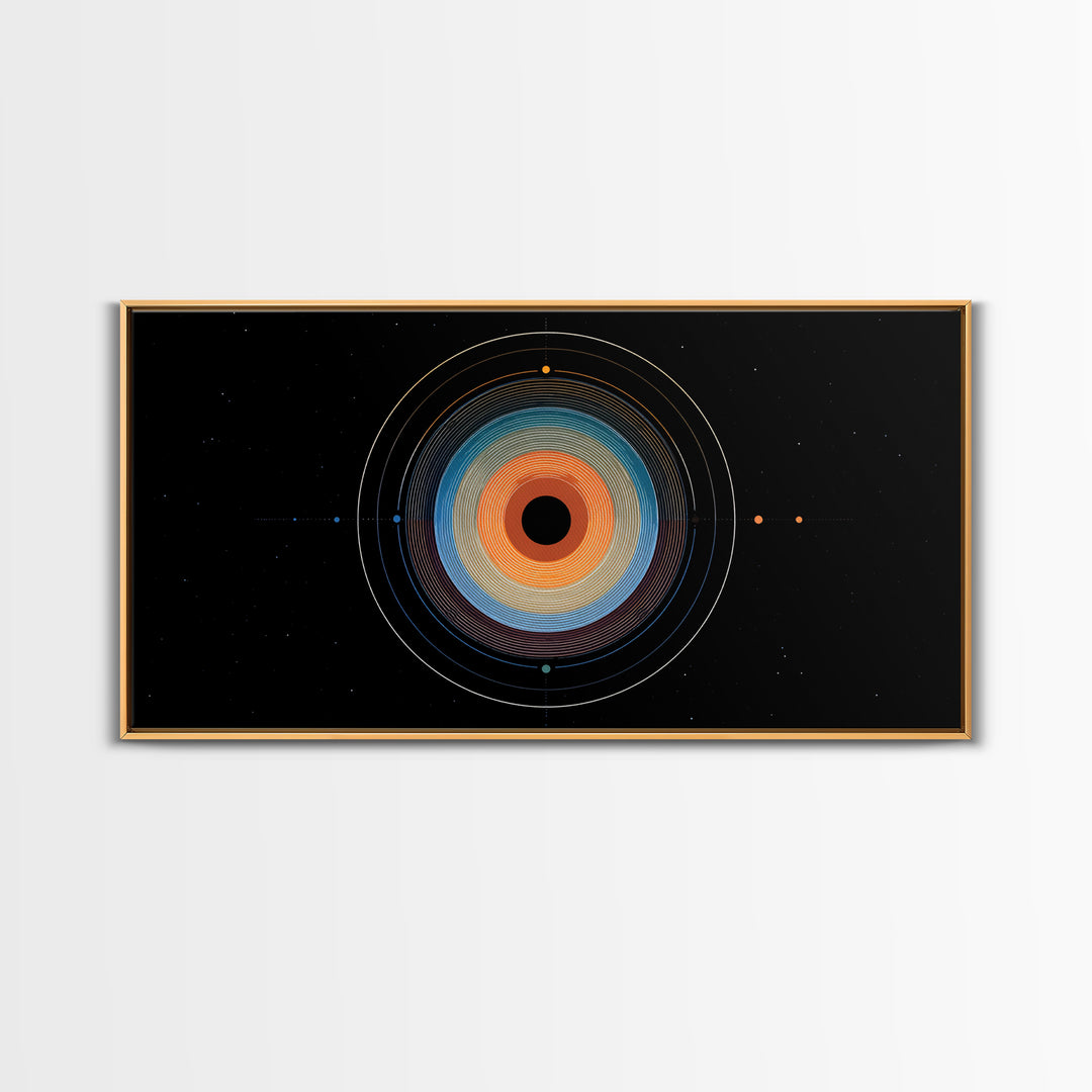 Cosmic Concentric Orbit Wall Art, Midcentury Modern Abstract Space Poster, Geometric Circle Print, Retro Office Decor Gift