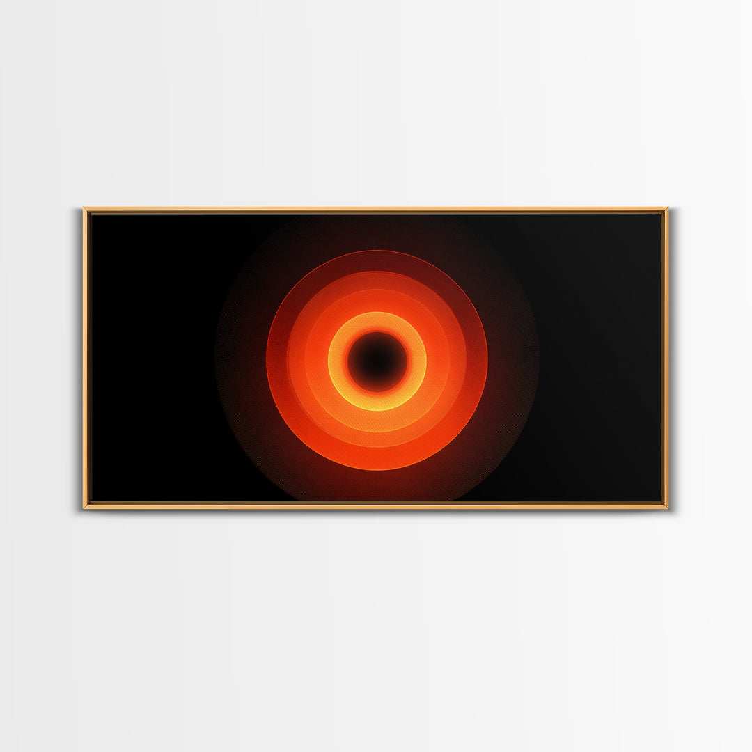 Fiery Eclipse Black Hole Wall Art, Modern Abstract Space Print, Orange Red Planet Decor, Cosmic Geometric Poster For Home Office
