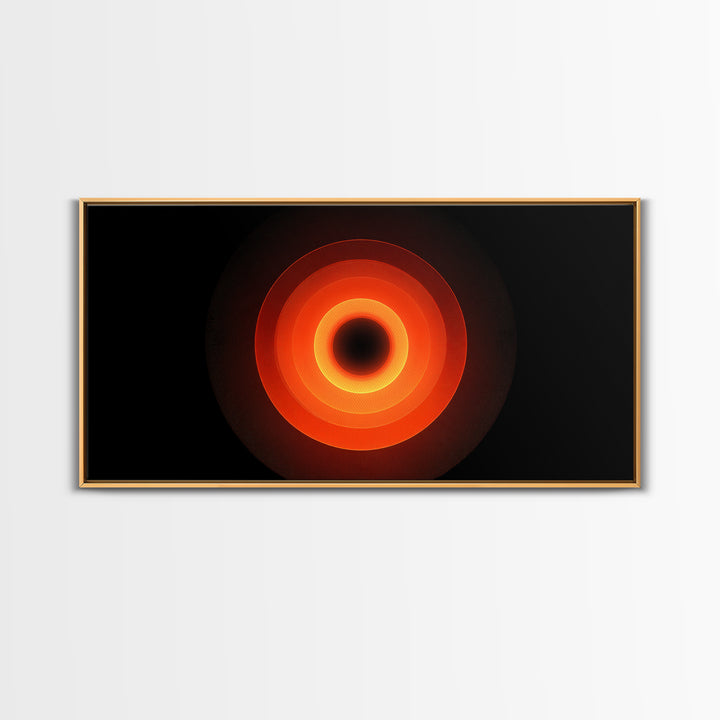 Fiery Eclipse Black Hole Wall Art, Modern Abstract Space Print, Orange Red Planet Decor, Cosmic Geometric Poster For Home Office